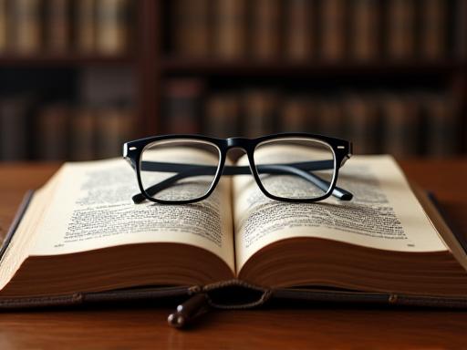 Ein aufgeschlagenes Gesetzbuch mit einer Lesebrille darauf.