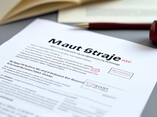 Ein offizielles Dokument mit einem Stempel, das eine Mautstrafe darstellt.